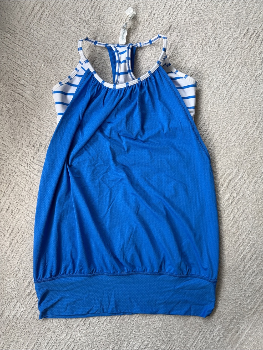 lululemon athletica Blue Layered Tank with White Stripes